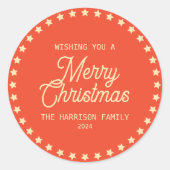 レトロヴィンテージスターズサークルクリスマスホリデー ラウンドシール (正面)