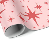 レトロヴィンテージスターズピンクと赤 ラッピングペーパー (ロールコーナー)