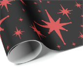 レトロヴィンテージスターズレッド&ブラック ラッピングペーパー (ロールコーナー)