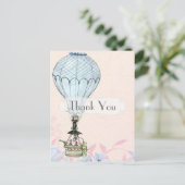 レトロヴィンテージスチームパンク熱気球ありがとう ポストカード (スタンド正面)