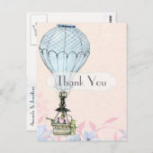 レトロヴィンテージスチームパンク熱気球ありがとう ポストカード (正面/裏面)
