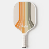 レトロヴィンテージストライプオレンジグリーン名前をカスタムする ピックルボールラケット (裏面)