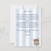 レトロヴィンテージストライプテディベア赤ちゃんシャワー サンキューカード (裏面)