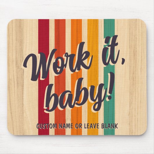 レトロヴィンテージストライプ名前をカスタムするおもしろいやれ! マウスパッド (正面)