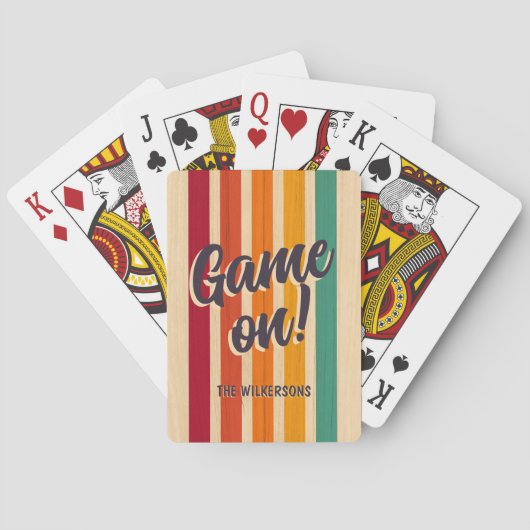 レトロヴィンテージストライプ名前をカスタムするおもしろいゲームオン！ トランプ (裏面)