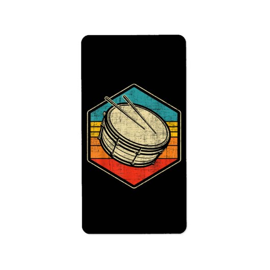 レトロヴィンテージスネアドラム – マーチングバンドドラムライン ラベル (正面)