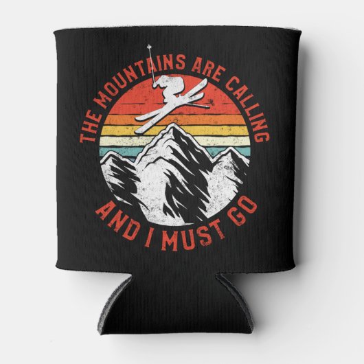 レトロヴィンテージスノースキー山が呼び出し私 缶クーラー (正面)