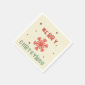 レトロヴィンテージスノーフレークメリークリスマス スタンダードカクテルナプキン (角)