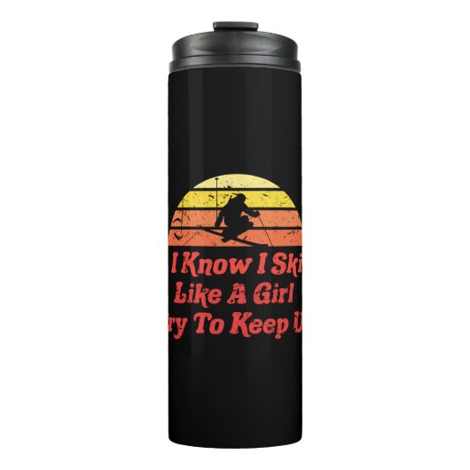 レトロヴィンテージスノー80sスキー女の子のように タンブラー (正面)