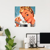 レトロヴィンテージスープ料理レディ ポスター (ホームオフィス)