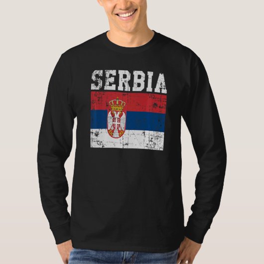 レトロヴィンテージセルビア国旗セルビアのルーツ Tシャツ (正面)