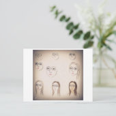 レトロヴィンテージセルフポートレートポストカード ポストカード (スタンド正面)