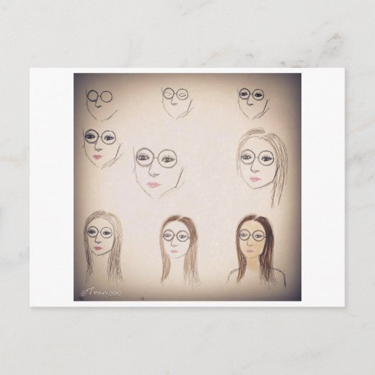 レトロヴィンテージセルフポートレートポストカード ポストカード (正面)