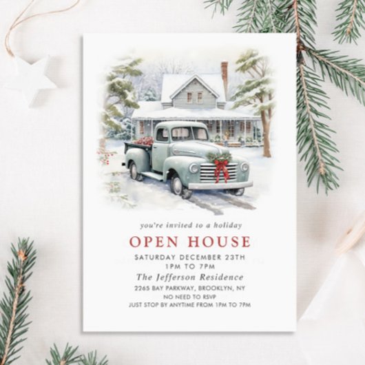 レトロヴィンテージセージファームトラッククリスマスオープンハウス 招待状