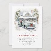 レトロヴィンテージセージファームトラッククリスマスパーティー 招待状 (正面)