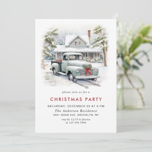レトロヴィンテージセージファームトラッククリスマスパーティー 招待状 (スタンド正面)