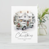 レトロヴィンテージセージファームトラッククリスマス企業の シーズンカード (スタンド正面)
