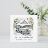 レトロヴィンテージセージファームトラッククリスマス企業の シーズンカード (スタンド正面)
