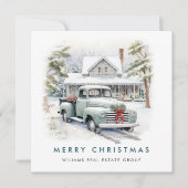 レトロヴィンテージセージファームトラッククリスマス企業の シーズンカード (正面)