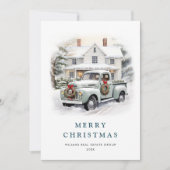 レトロヴィンテージセージファームトラッククリスマス企業の シーズンカード (正面)