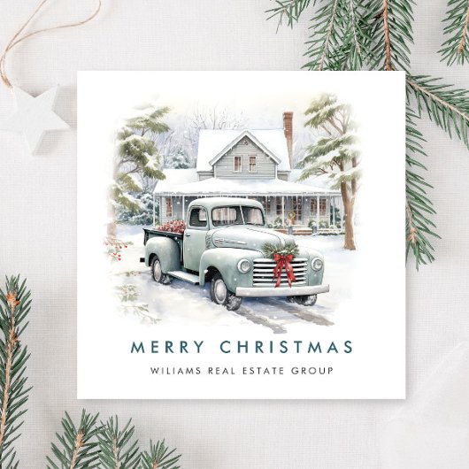 レトロヴィンテージセージファームトラッククリスマス企業の シーズンカード