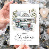 レトロヴィンテージセージファームトラッククリスマス企業の シーズンカード