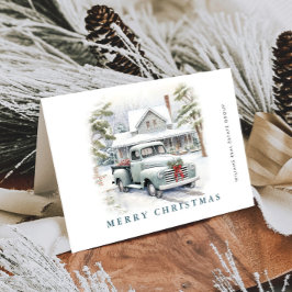 レトロヴィンテージセージファームトラッククリスマス企業の シーズンカード