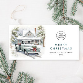 レトロヴィンテージセージファームトラッククリスマス企業の シーズンカード