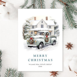 レトロヴィンテージセージファームトラッククリスマス企業の シーズンカード