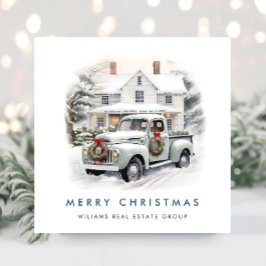 レトロヴィンテージセージファームトラッククリスマス企業の シーズンカード