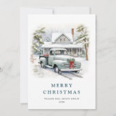 レトロヴィンテージセージファームトラッククリスマス企業の シーズンカード (正面)