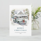 レトロヴィンテージセージファームトラッククリスマス企業の シーズンカード (スタンド正面)