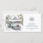 レトロヴィンテージセージファームトラッククリスマス企業の シーズンカード (正面)