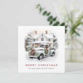 レトロヴィンテージセージファームトラッククリスマス企業の シーズンカード (スタンド正面)