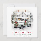 レトロヴィンテージセージファームトラッククリスマス企業の シーズンカード (正面)