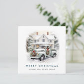 レトロヴィンテージセージファームトラッククリスマス企業の シーズンカード (スタンド正面)