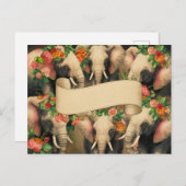 レトロヴィンテージゾウ書き込み可能 ポストカード (正面/裏面)