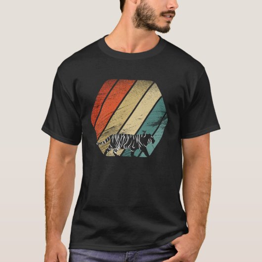 レトロヴィンテージタイガーと可愛い動物 Tシャツ (正面)