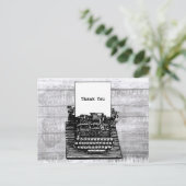 レトロヴィンテージタイプライターグレーウッド白黒 ポストカード (スタンド正面)