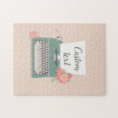 レトロヴィンテージタイプライター&フラワーズ&カスタム紙 ジグソーパズル (横)