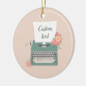 レトロヴィンテージタイプライター&フラワーズ&カスタム紙 セラミックオーナメント (左)