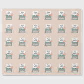 レトロヴィンテージタイプライター&フラワーズ&カスタム紙 ラッピングペーパー (フラット)