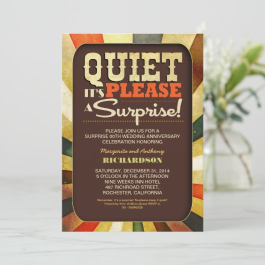 レトロヴィンテージタイポグラフィスタイル記念日招待状 招待状 (スタンド正面)