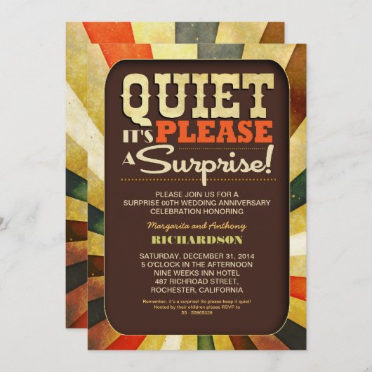 レトロヴィンテージタイポグラフィスタイル記念日招待状 招待状 (正面/裏面)