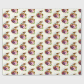 レトロヴィンテージタイルのイースターバニーホリデー ラッピングペーパー (フラット)