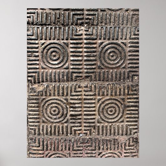 レトロヴィンテージタイル舗装具体的なパターン写真 ポスター (正面)