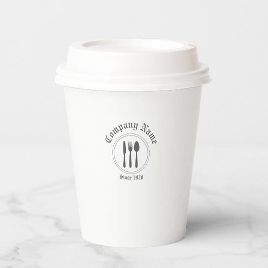 レトロヴィンテージダイナースプーン、フォーク、ナイフ、プレートグレー 紙コップ (正面)
