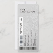 レトロヴィンテージダマスクボーディングパスバースデーパーティー 招待状 (正面)