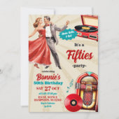 レトロヴィンテージダンスフィフティーズ大人パーティー 招待状 (正面)