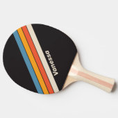 レトロヴィンテージダークストライプのレインボーと名前 卓球ラケット (横)